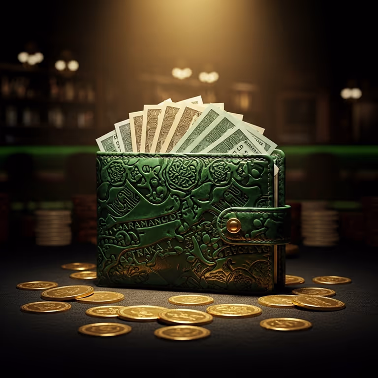 Rainbet Casino displaying poker chips stacked on a glowing green surface.
